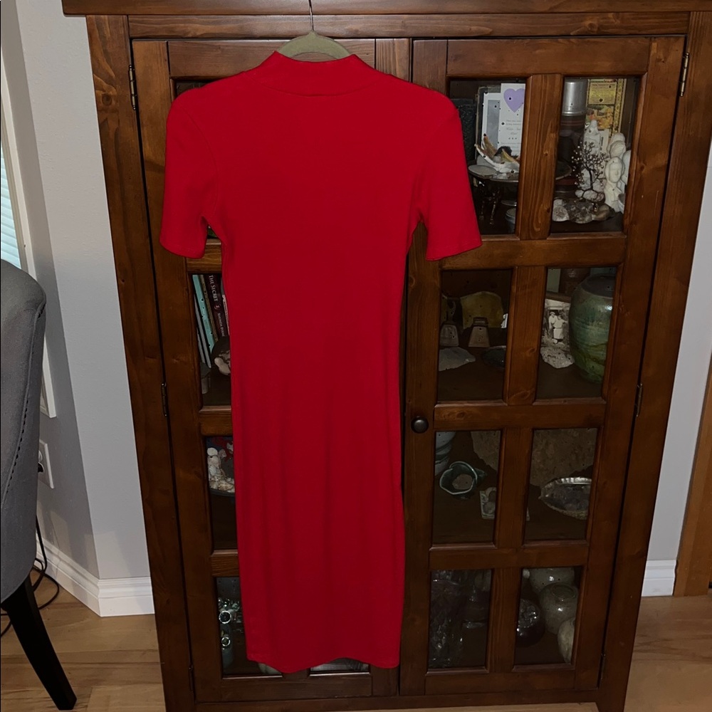 Zara Vibrant Red Knit Dress, Size Small - Picture 4 of 6